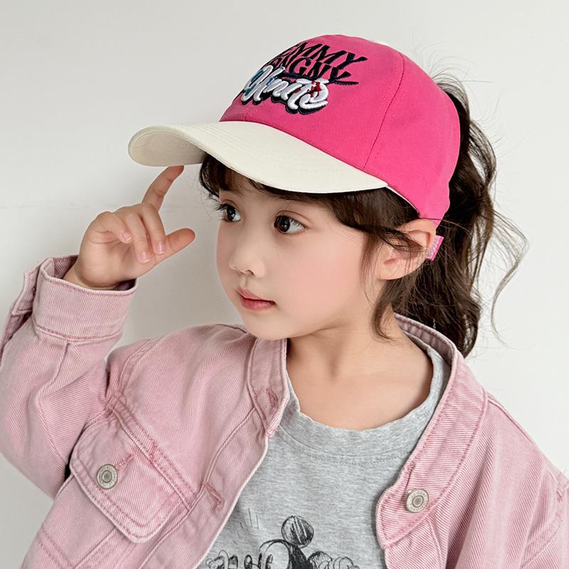Sombrero para niños con cola de caballo alta, primavera y otoño, gorra de visera para niñas a juego, gorra de béisbol con techo vacío, sombrero para el sol de moda de todo fósforo