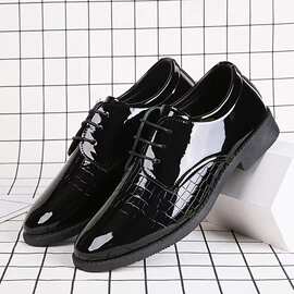 新款真皮牛皮OPP袋装格子镜面爆款男款百搭男士休闲系带皮鞋SHOES