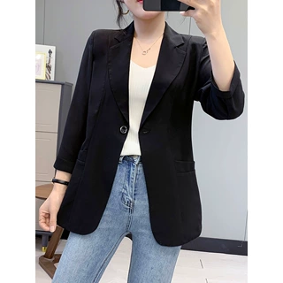休闲西装外套女小个子短款上衣2022新款早春秋季韩版黑色女士西服