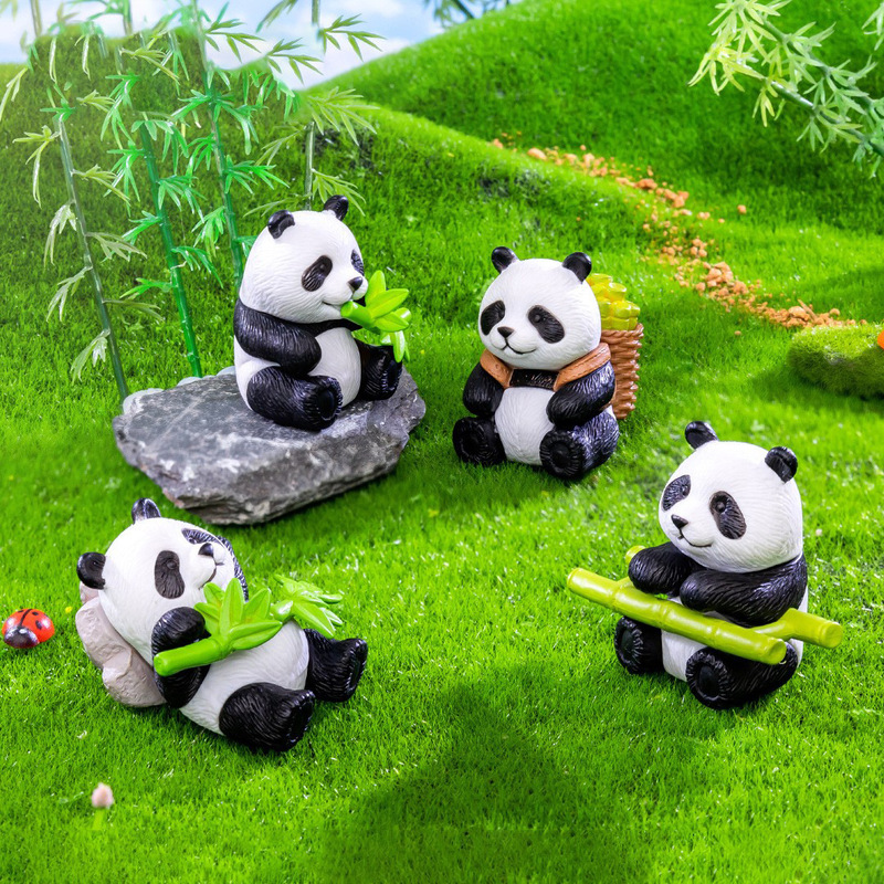 Micro Landscape Creative Cute Bamboo Panda Doll Gardening DIY Keychain Decoration Accessories Desktop Small Ornaments