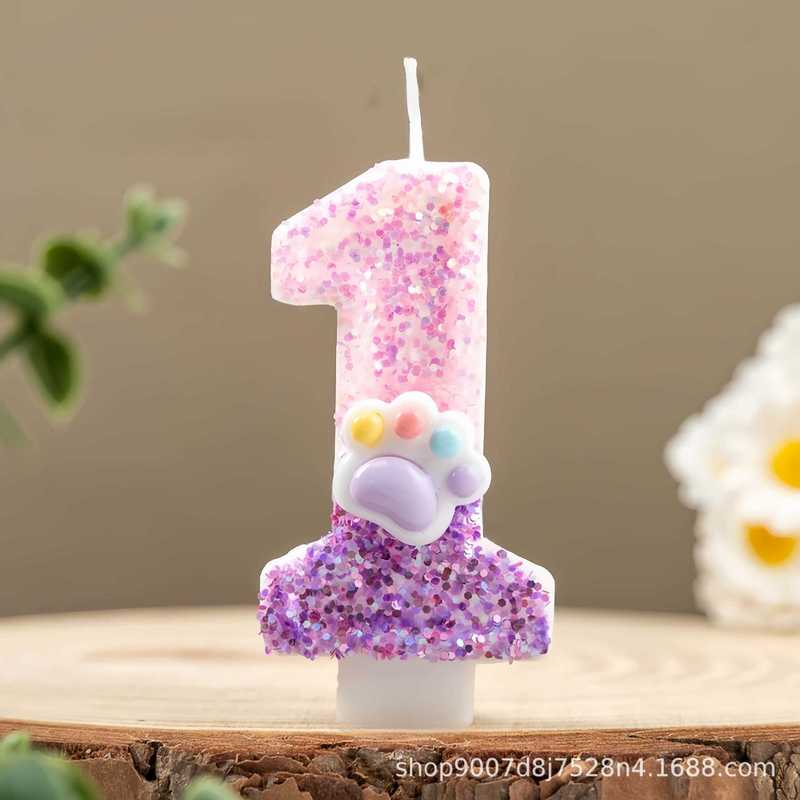 クロスボーダー Amazon temu クリエイティブ誕生日ケーキ DIY 1 歳の誕生日パーティーの装飾用の猫の爪デジタルキャンドル|undefined
