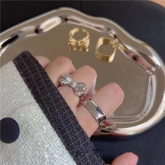 Ins trendy chevron heart ring for women, Japanese and Korean unique design, versatile, hip-hop, personalized, cool and stylish, index finger ring