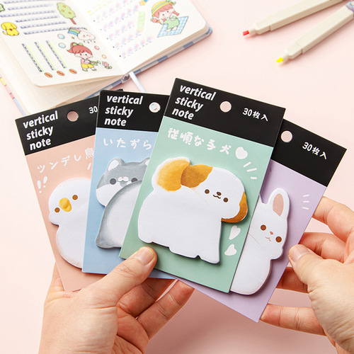 Cartoon special-shaped sticky notes for students, creative sticky notes, cute thickened sticky notes, can be stuck N times and stick to school supplies