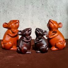 黑檀木雕老鼠摆件十二生肖木头鼠家居补角吉祥物开业装饰工艺礼品