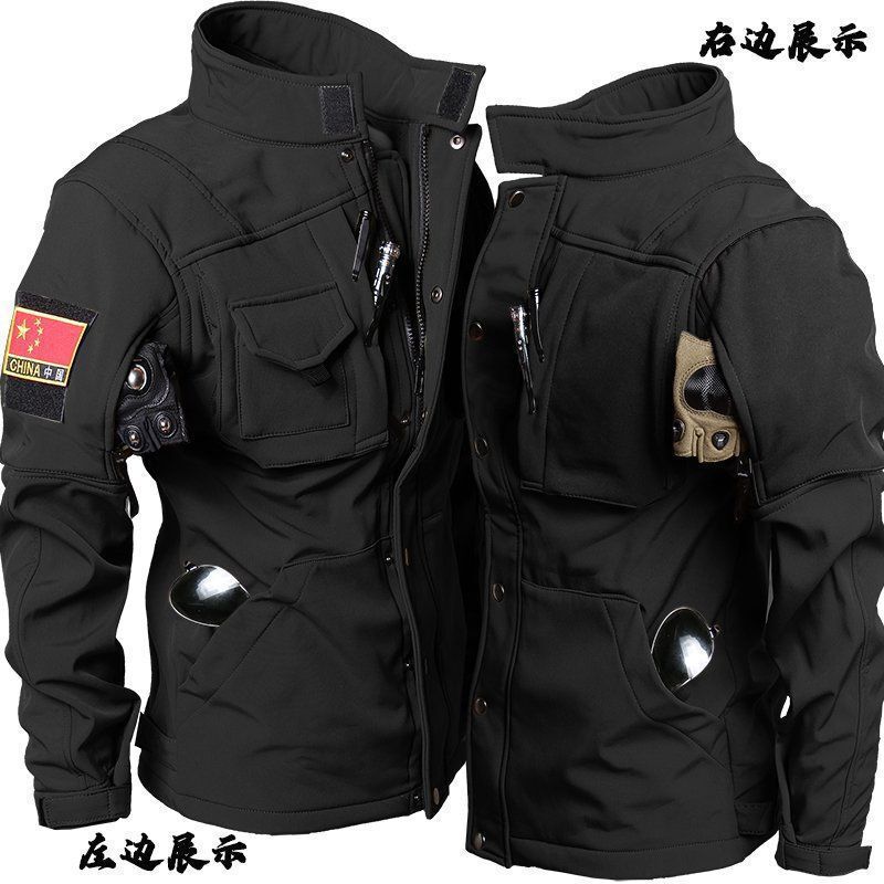 户外软壳机能冲锋衣外套男款防水防风登山服美式工装战术夹克加厚|undefined