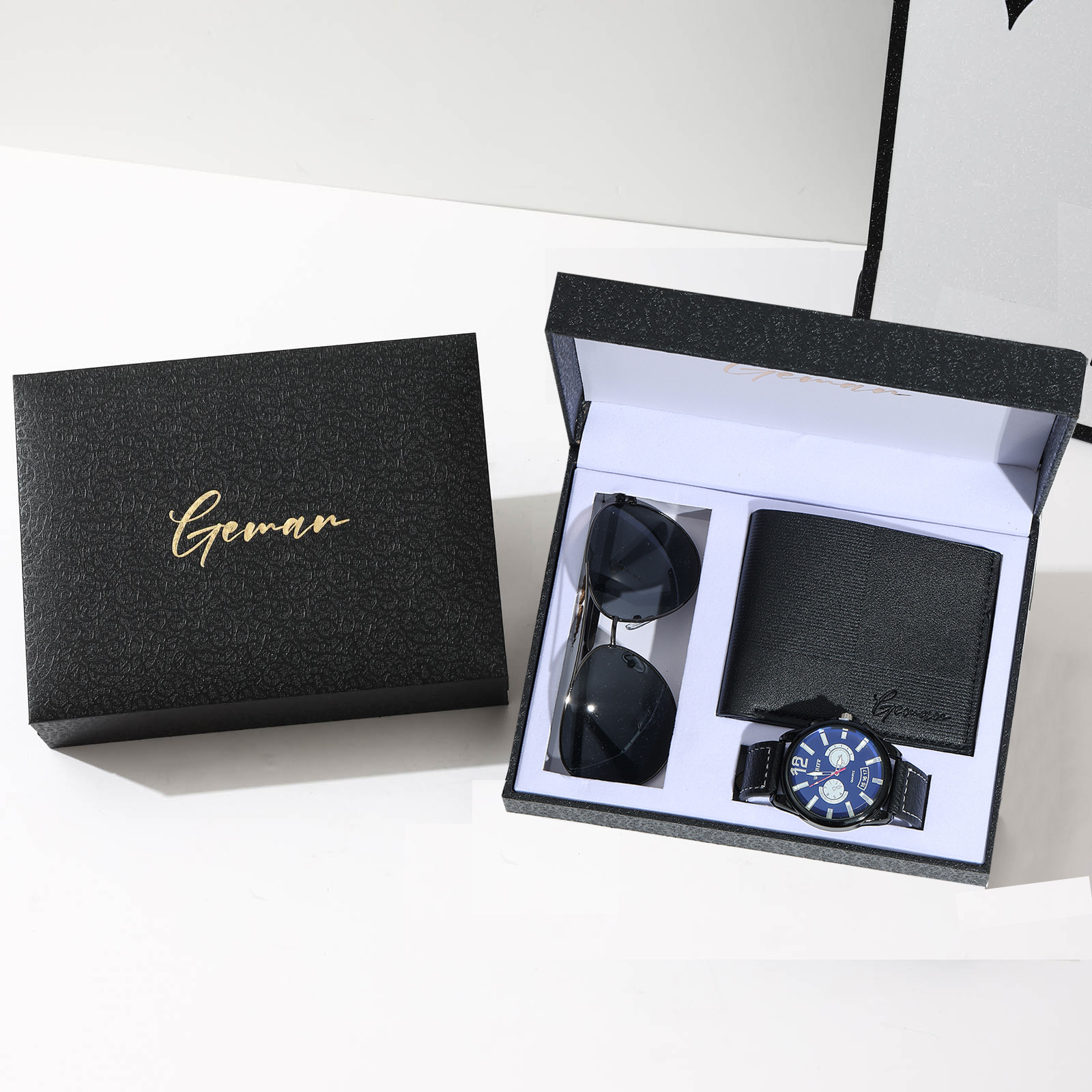 Cross-Border Christmas Gift for Dad Quartz Watch Wallet Glasses Set Valentine's Day Business Souvenir Men's Gift 2