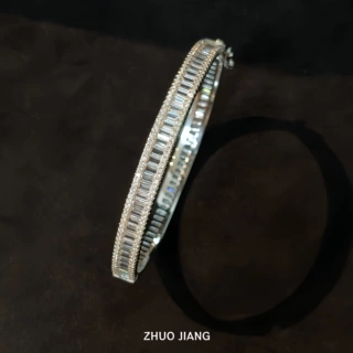 琢匠～Vintage璀璨星河满天星T方排钻手镯女满钻手环轻奢重工手饰