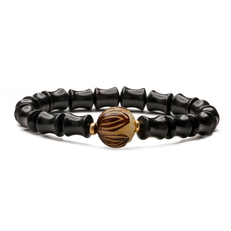 Nuevo estilo chino natural de madera negra pulsera de cuentas de bambú de Buda pulsera de cuentas de alta elevación pulsera de cuentas de mujeres ins estilo nicho lujoso