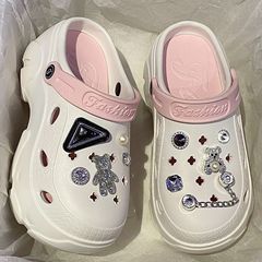 踩屎感洞洞鞋女士夏外穿2024新款包頭沙灘防滑松糕增高跟厚底涼鞋