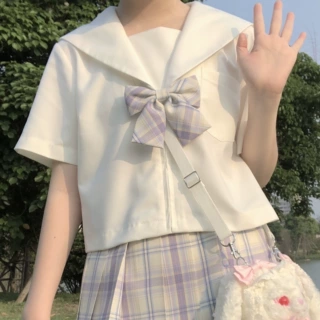 加工定制水手服JK制服日本校服班服正统正版长袖夏服白无本基础款