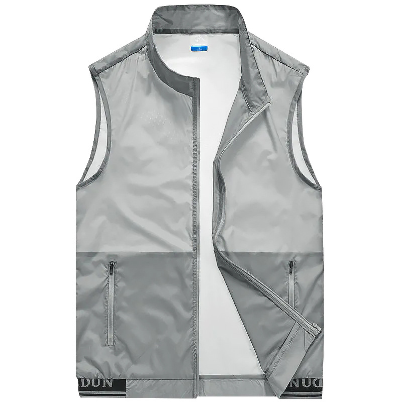 Chaleco de verano para hombre estilo fino deportes al aire libre transpirable de secado rápido chaleco de cuello alto sin mangas ropa de piel casual de moda suelta