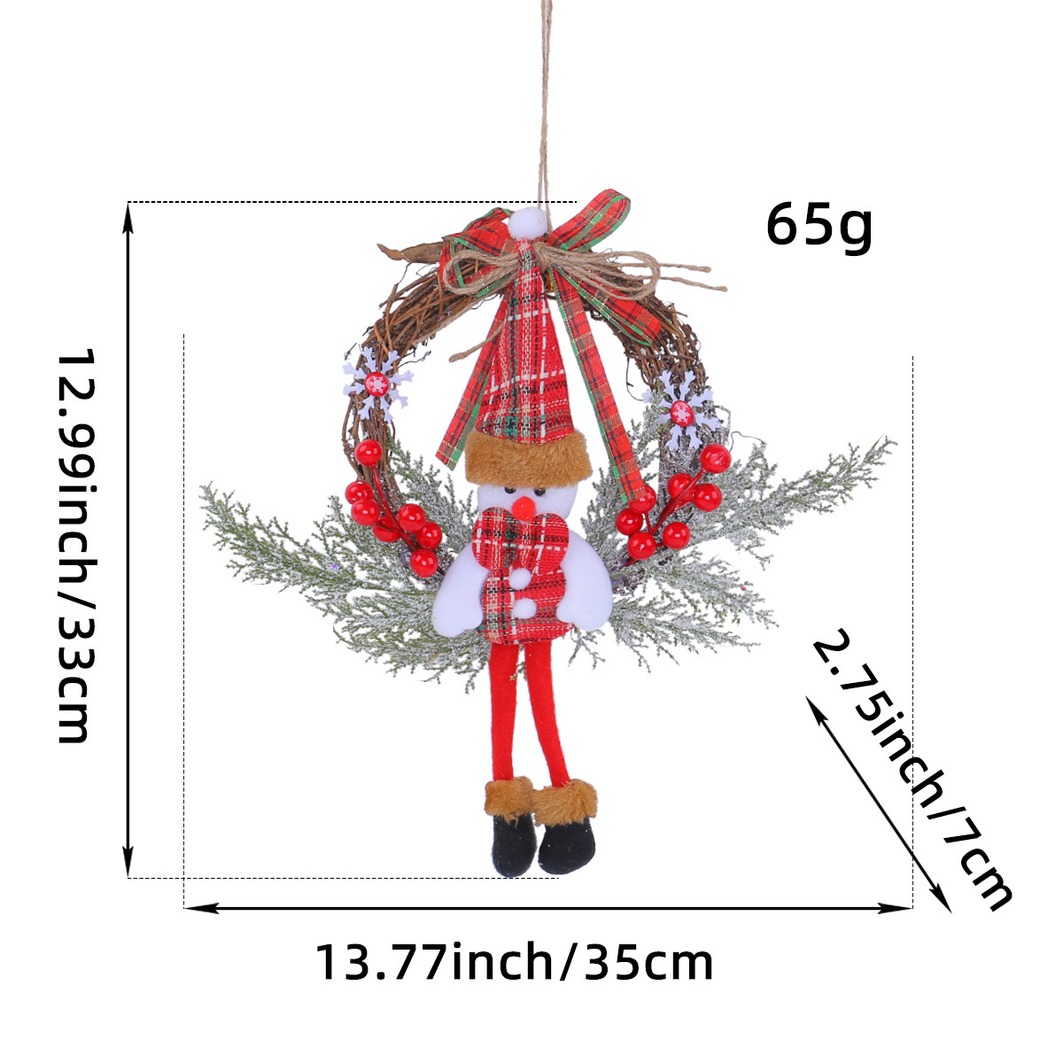 H2-5 작은 죽은 가지 화환 눈사람