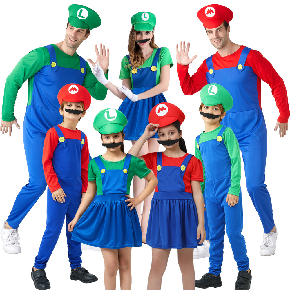 Halloween Cosplay Costume Mario Family Suit Dance Performance Costume Mario Kidsren's Costume