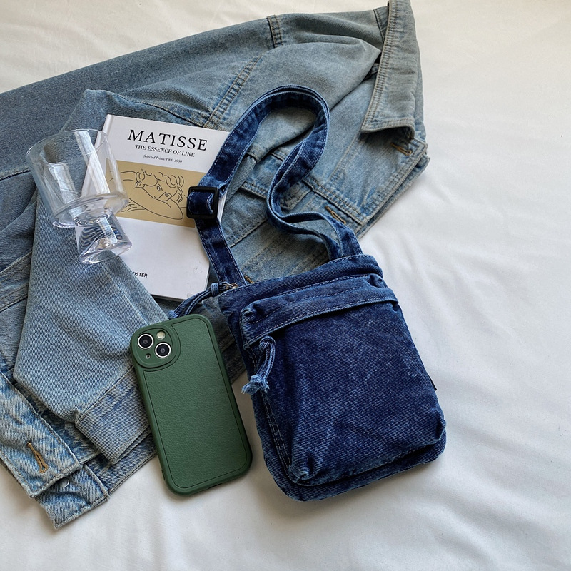 Bolso bandolera de mezclilla japonesa para mujer 2025 nuevo bolso pequeño súper caliente bolso de teléfono móvil ligero y versátil mini bolso