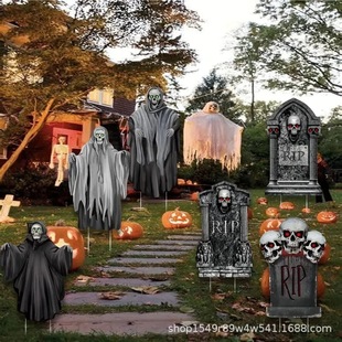 Halloween Courtyard Ground Insert Outdoor Cemetery Tombstone Horror Decoration Party Sign Ground Insert 900g Heavy Material