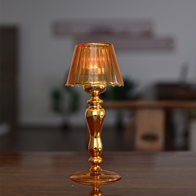 Lámpara de mesa de cristal de estilo europeo forma candelabro boda hogar creativo decoración restaurante cena lámpara candelabro