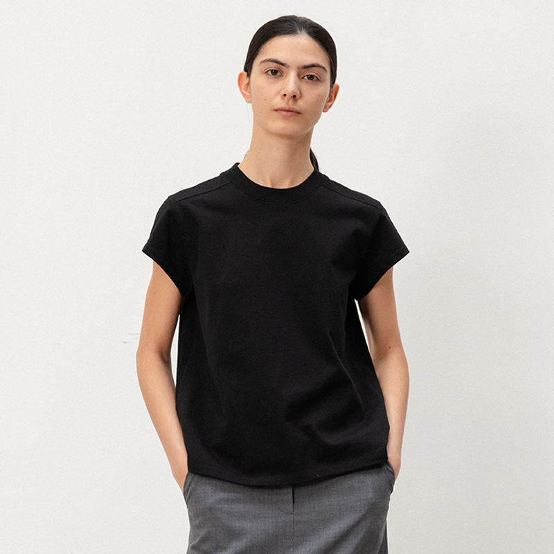 in stock MOONDAL Short-sleeved T-shirt Women's Summer New Korean Style Miniscuit Solid Color Casual Loose Round Neck Top