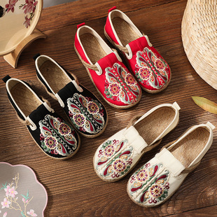 Summer New Style Baotou Half Slippers Women's Linen Outer Wear Flat Sandals and Slippers Retro Embroidered Ethnic Style Cloth Shoes