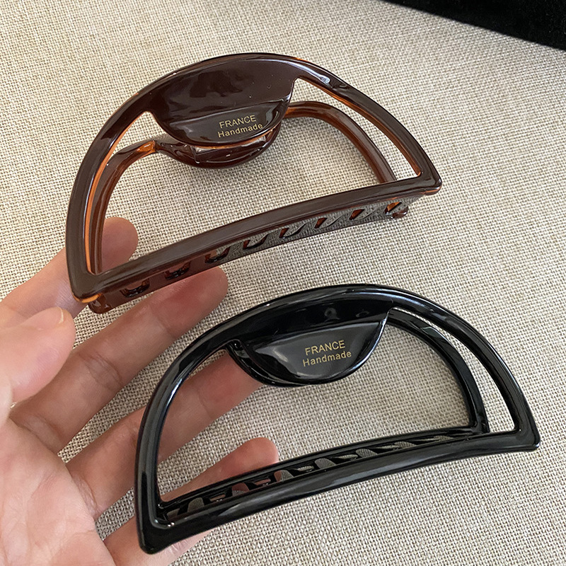 Fermaglio per capelli in acetato francese retrò con standard in oro, grande forcina semicircolare a forma di squalo, per capelli da donna, per la parte posteriore della testa._voghion.com