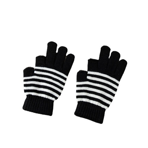 Touchscreen Glove for Men and Women, Winter Warmth, Fleece Lined, Thick Knit Wool, Writing, Student, Reveals Two Fingers, Riding, Driving