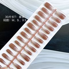 全尺碼30片手工穿戴甲拿鐵高級感百搭顯白可拆卸成品甲片穿戴甲