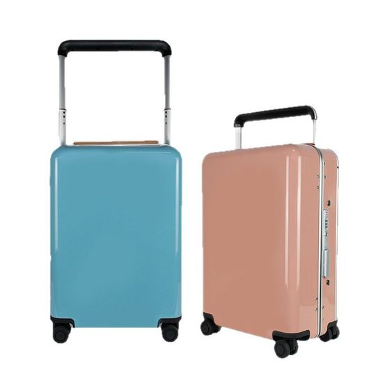 Convenient Wide Trolley Case Simple Blue 20-inch Business Boarding Travel Luggage Men's and Women's Universal Wheel Suitcase