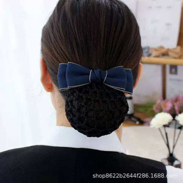 2024 New Head Flower Girl Professional Nurse Hair Net Net Pocket Female Flight Riding Hair High-end Headwear Bank Hair Accessories