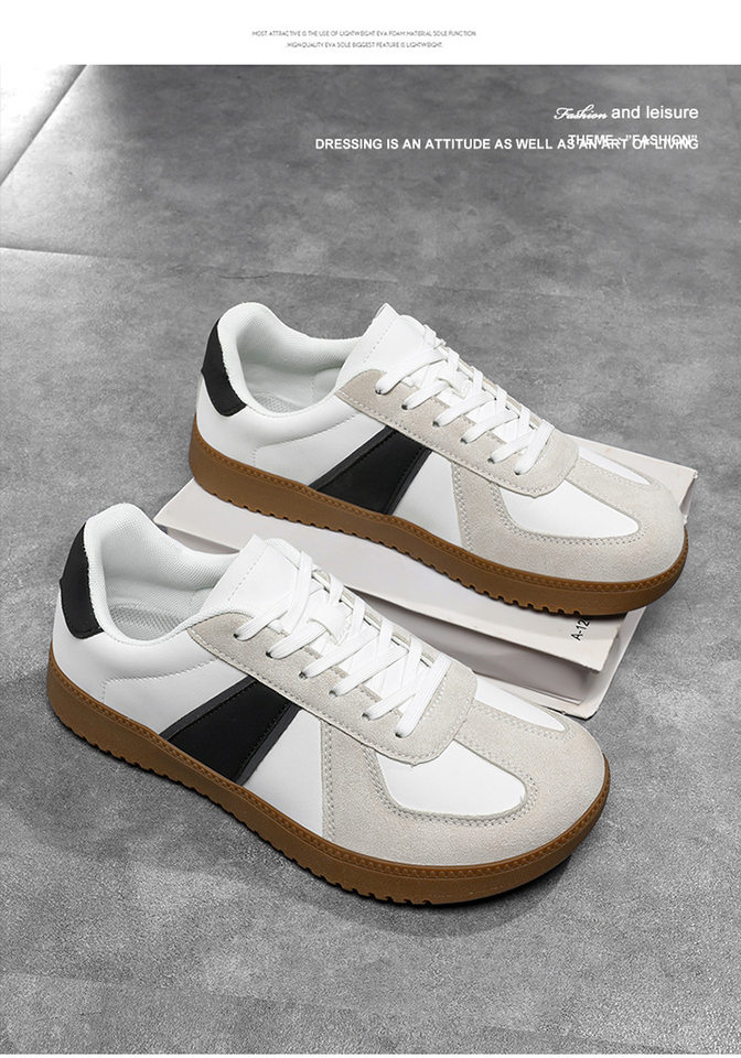 Giày sneaker da lì phối lưới form rộng mũi tròn, đế cao 3–5 cm, dây buộc, unisex — Trắng đen, Xám trắng, đen chi tiết 20