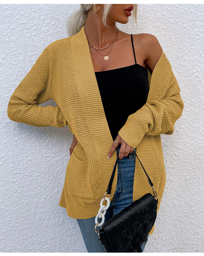 dobladillo bolsillos curvados cardigan de punto nihaostyles ropa al por mayor NSMMY90306