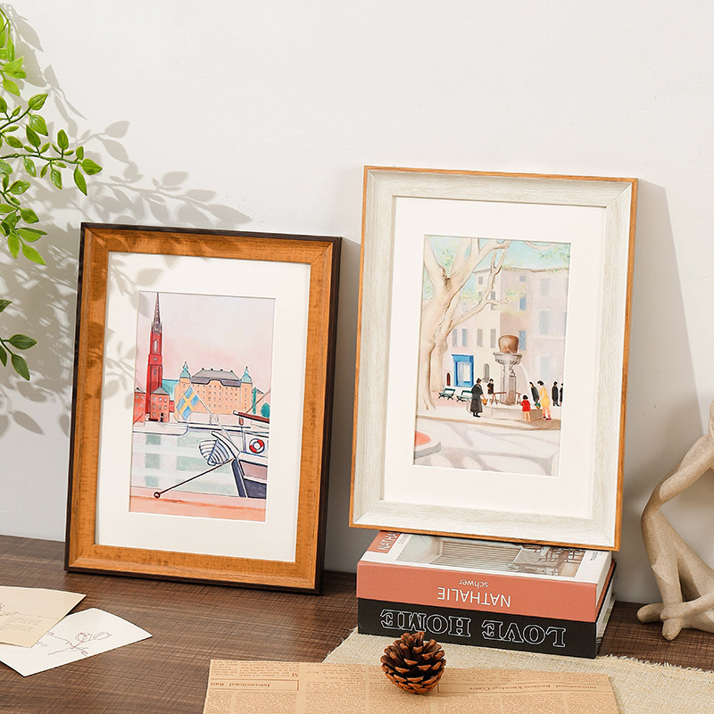 American Retro Photo Frame with Bracket Table Wall Mounted 8K10 Inch A4 Art Decorative Picture Frame