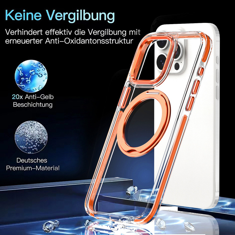 2色祺彩回転マグネットはサムスンアップルiPhone15/16携帯ケースの転倒防止サポートに適しています。|undefined