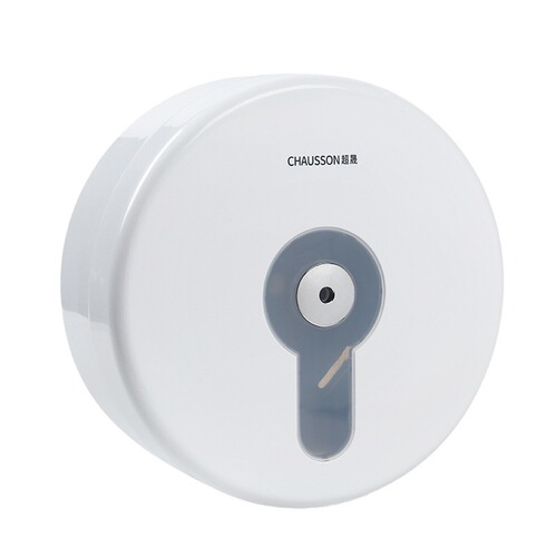 Central Wall-Mounted Round Toilet Paper Holder with Automatic Paper Cut-off Function