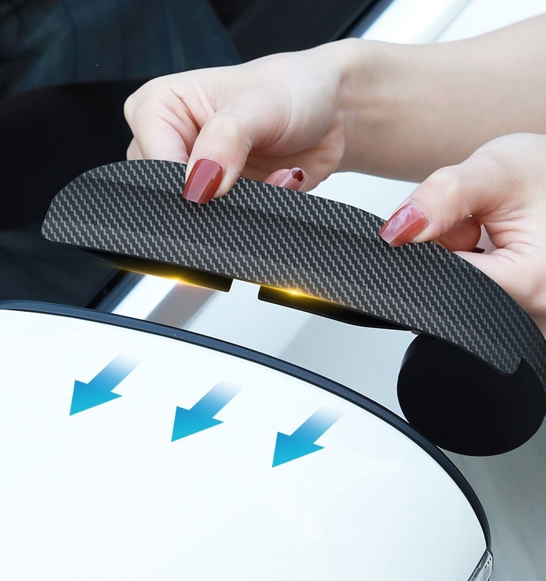 Car Rearview Mirror Rain Shield Carbon Fiber Small Round Mirror Integrated Reflector Rotating Blind Spot Mirror Reversing Mirror Rain Shield