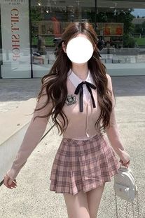British College Style Jk Uniform Suit Women's Autumn and Winter New Knitted Cardigan Sweater Shirt Pleated Skirt Three-Piece Set