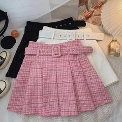Women's Spring New Woolen Half Skirt Korean Version for Middle Kids with Elastic Waist, Versatile and Non-Slip A-Shaped Short Skirt Trendy