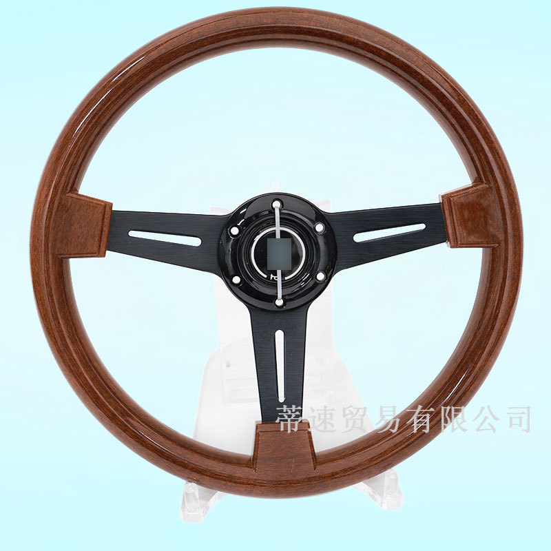 Factory direct car modification universal ABS imitation mahogany steering wheel 14 inch 350mm flat retro steering wheel