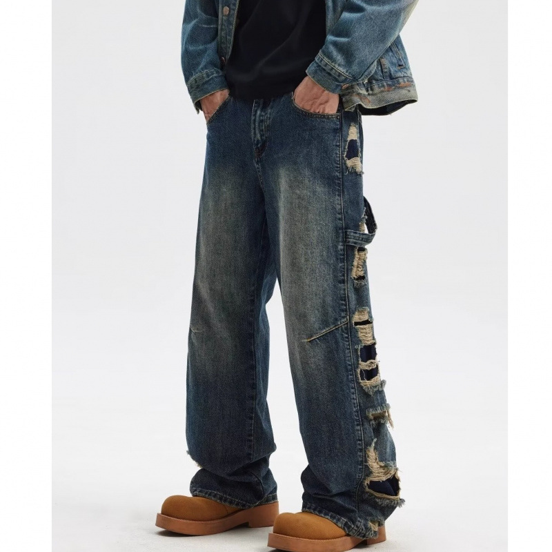 Men's Clothing Youth sports loose wide leg jeans design cool _ipsvogv.com