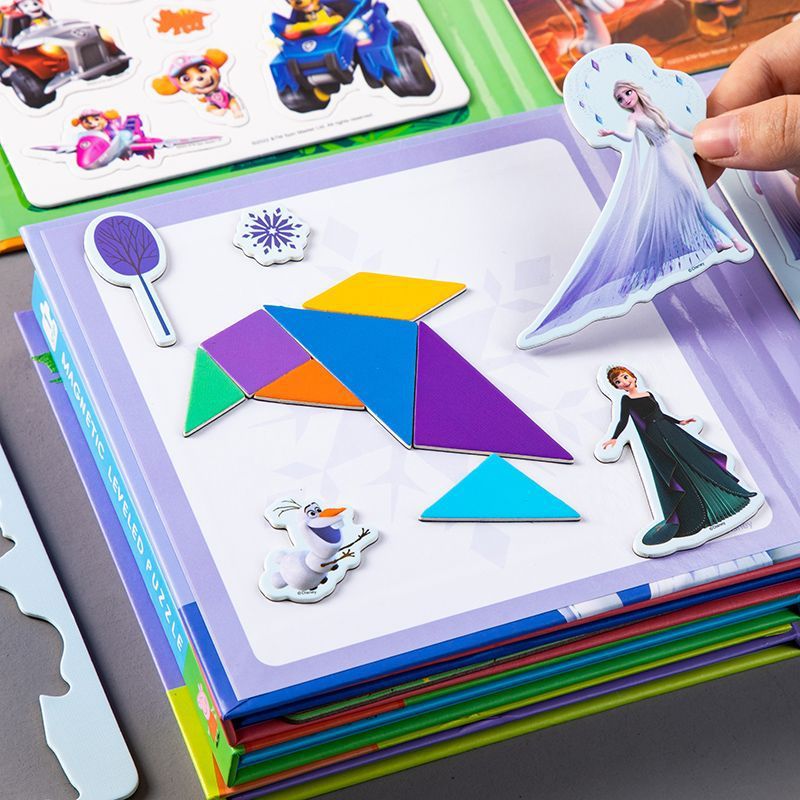 儿童磁力七巧板几何智力拼图3到6岁女孩益智玩具冰雪奇缘拼图板5