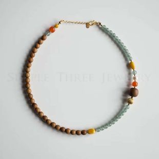 Original Designer Old Sandalwood Beeswax Jade Bracelet Light Luxury Small New Chinese Double Circle Bracelet Sansheng