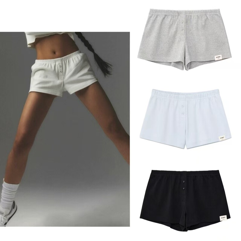 Korean Niche Brand Celebrity-Inspired Solid Color Simple Two-Button Ultra-Short Shorts Home Shorts Low-Waist Loose Safety Shorts