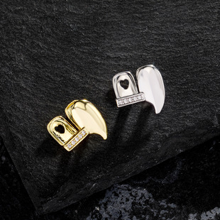 Hot sale New Single pointed teeth diamond braces horizontal bar combination personalized false teeth men's cross-border hip hop accessories