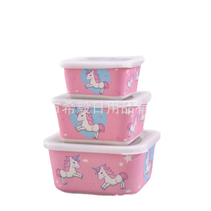 Fábrica personalizada decalca de fibra de bambú caja de preservación de cinco piezas juegos de cubiertos caja de sellado de contenedor de preservación de sellado