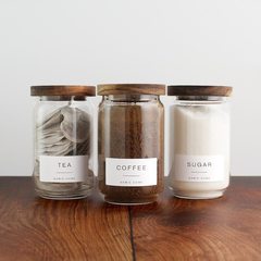 穴付きアカシア木蓋透明ガラス缶キッチン収納缶茶葉コーヒー豆五穀雑穀密封缶