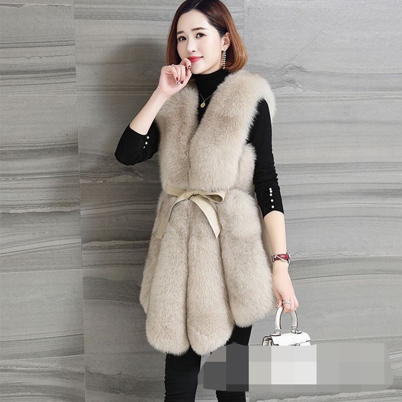 Vêtements pour femmes Automne et hiver nouveau gilet de fourrure décontracté chaud gilet de fourrure mi-long pour femmes gilet de fourrure à coutures en fourrure_voghion.com