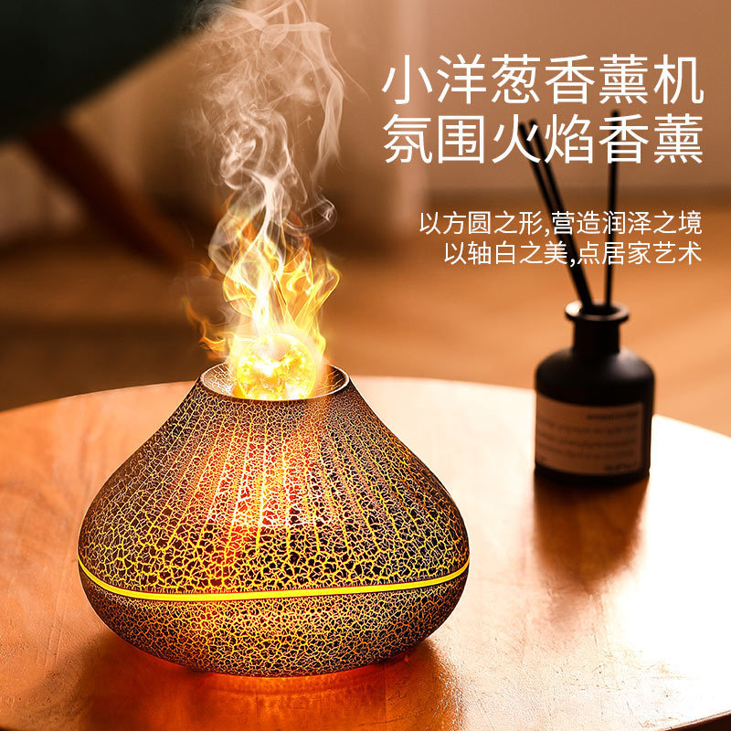 2025 New Model Humidifier Aromatherapy Machine Simulated Colorful Flames Home Desktop Creative Crackle Cross-Border Wholesale