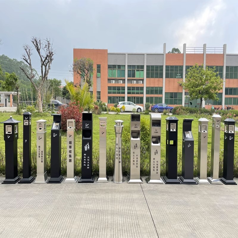 Al Aire Libre de pie fijo Cenicero basura puede fumar Área de cigarrillo titular de acero inoxidable columna de extinción de humo columna de ceniza