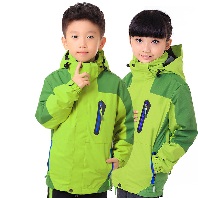 定 制户外儿童冲锋衣三合一男女童抓绒内胆冬季滑雪服夹克校服