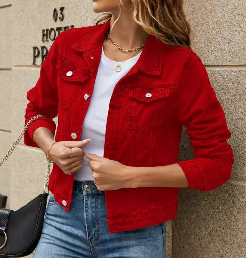 Женская джинсовая куртка, Slim Fit, осенний европейский стиль, лёгкий эластичный деним