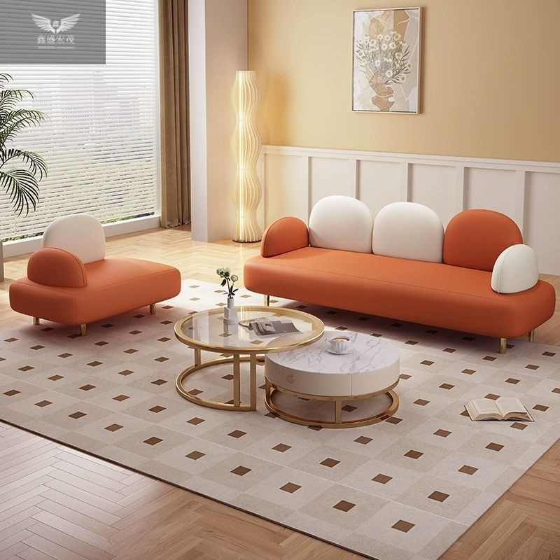 Nórdico pequeño sofá de tres personas sofá de lujo ligero sala de estar sofá de apartamento sala de estar tecnología de tela red nube roja doble