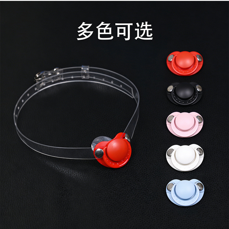 Transparent pacifier-shaped mouth gag for female dog slaves…